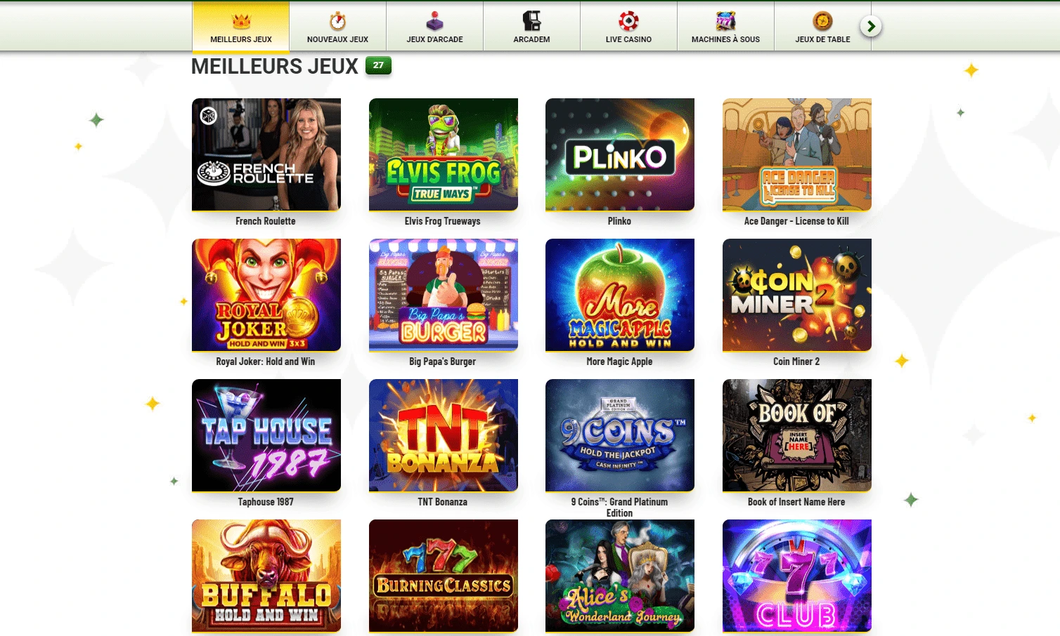 Liste des meilleurs jeux de casino pour les joueurs francophones sur Casino Online Win Ma Chance : Jouez maintenant et tentez votre chance !